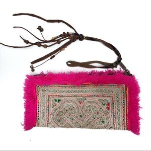 Jade Tribe Panada Fringe Pink Clutch